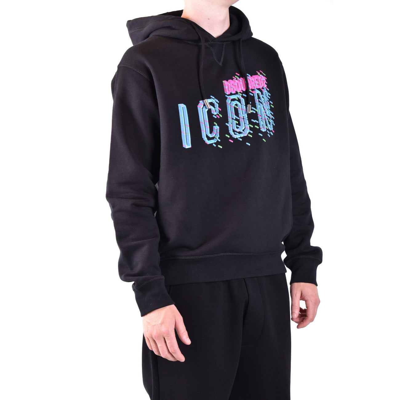 Dsquared2 Felpa Uomo Nera con Cappuccio Stampa Maniche Lunghe in Cotone 100% Autunno/Inverno V_29531
