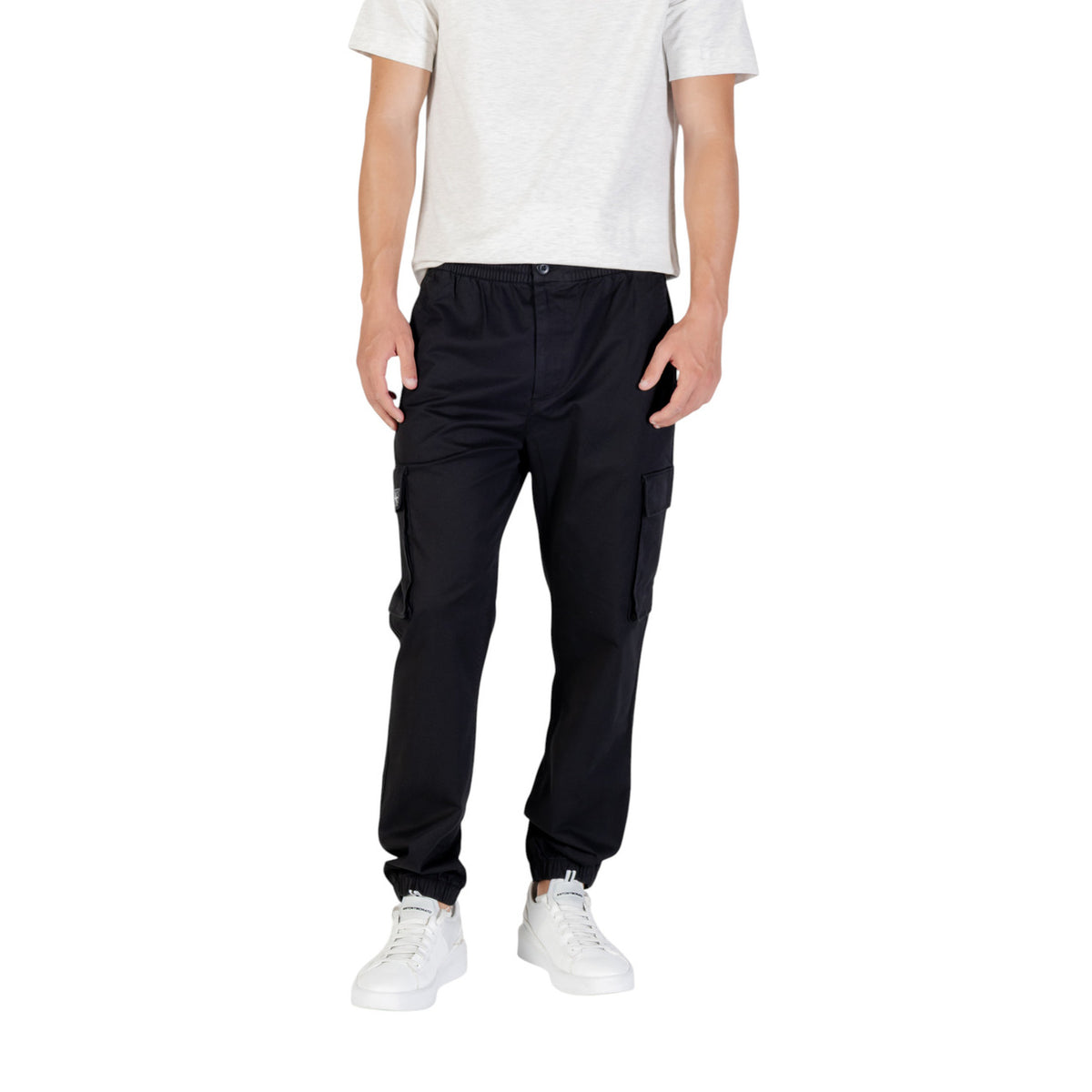 Calvin Klein Jeans Pantaloni Uomo Beige Zip e Bottone Tasche Laterali 97% Cotone 3% Elastan Primavera/Estate LV04RD608G