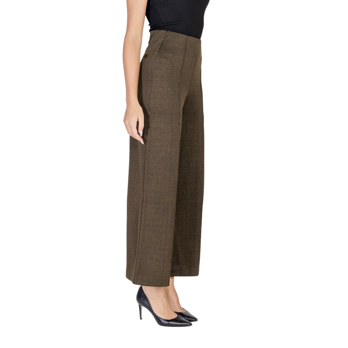 Ichi Pantaloni Donna Verde Gessato con Cerniera Tasche Laterali 73% Poliestere 25% Viscosa 2% Lycra Autunno/Inverno 20121602