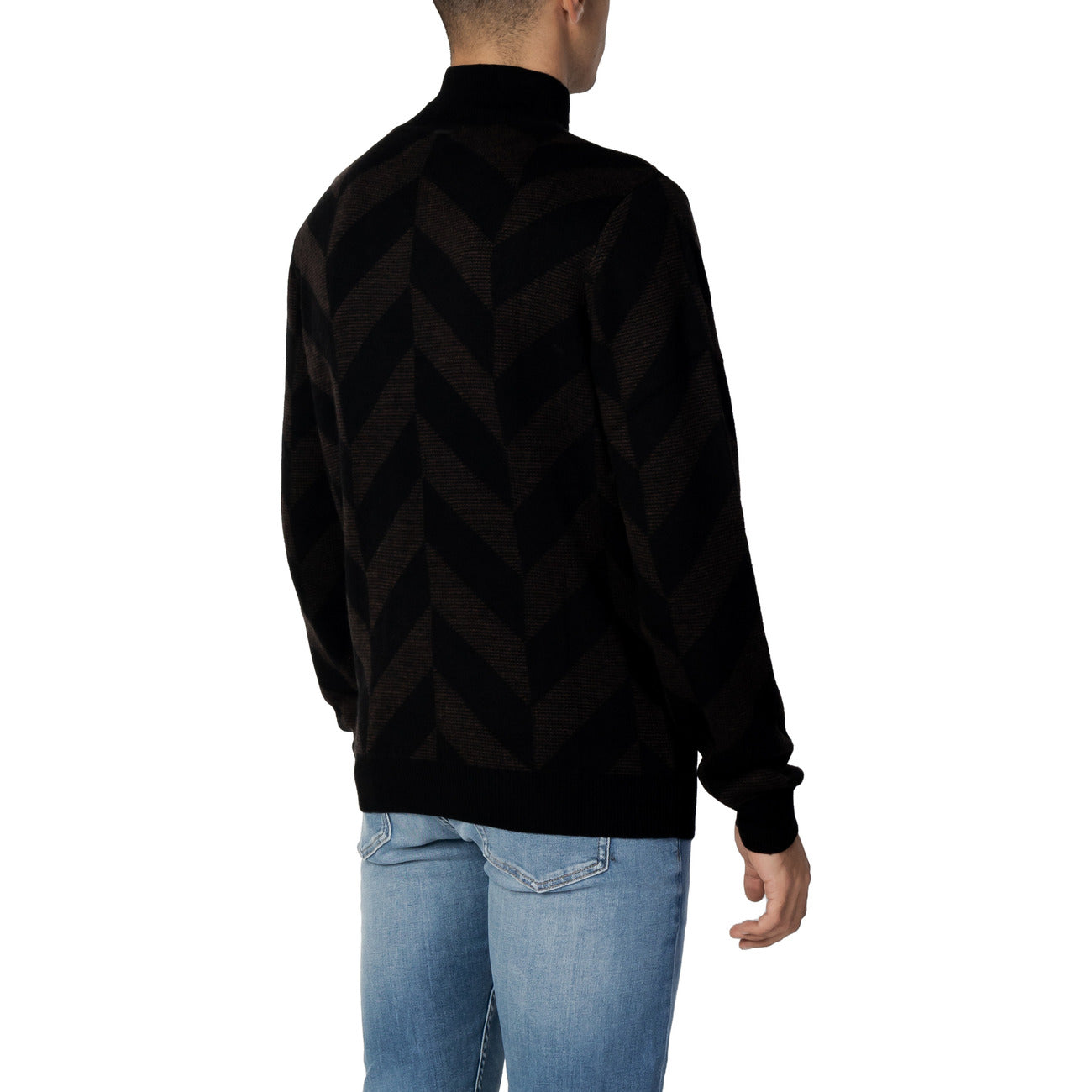 Antony Morato Maglia Uomo Marrone Fantasia Geometrica Collo Alto Manica Lunga Lana Merino Autunno Inverno MMSW01311-YA400141