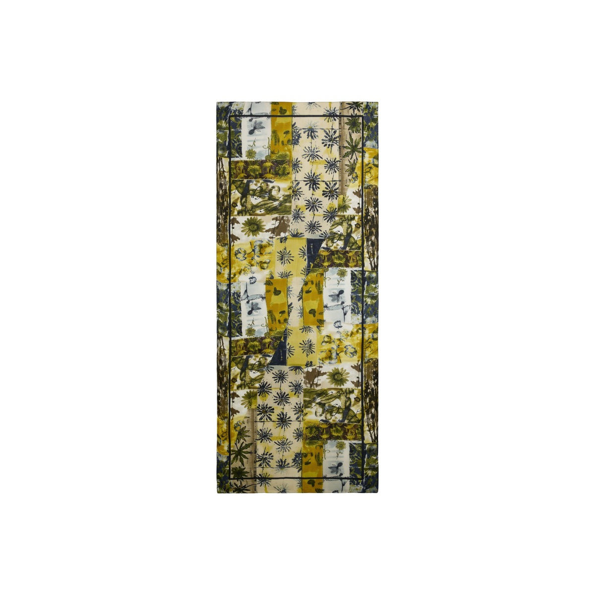 Sciarpa Desigual donna verde FOU_BLOSSIRA. Foulard lungo leggero ed ecologico in viscosa morbida con fantasia a fiori multicolori su fondo verde militare, bordi definiti, accessorio donna autunno inverno.