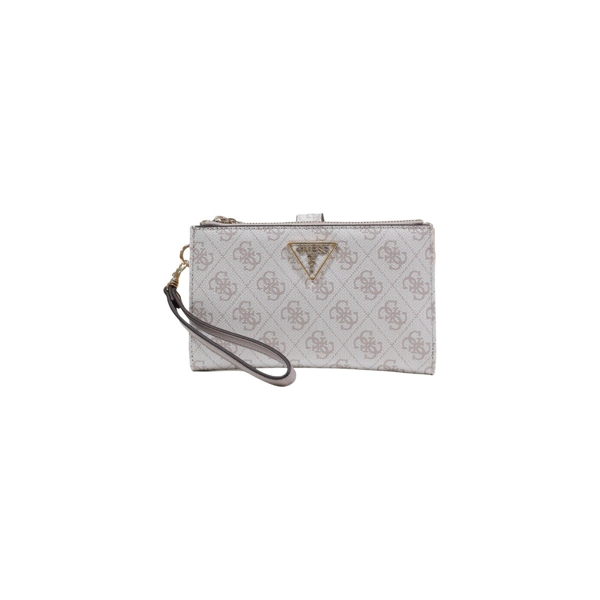 Portafoglio Donna Guess bianco/Beige con Stampa Logo con cinturino rimovibile e Tasche Interne in 100% Poliuretano