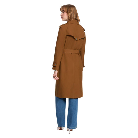 Trench lungo Morgan De Toi donna beige 242-GTRENCH1. Cappotto elegante in tessuto bouclé con abbottonatura frontale, colletto a revers e cintura in vita, capospalla autunno inverno.