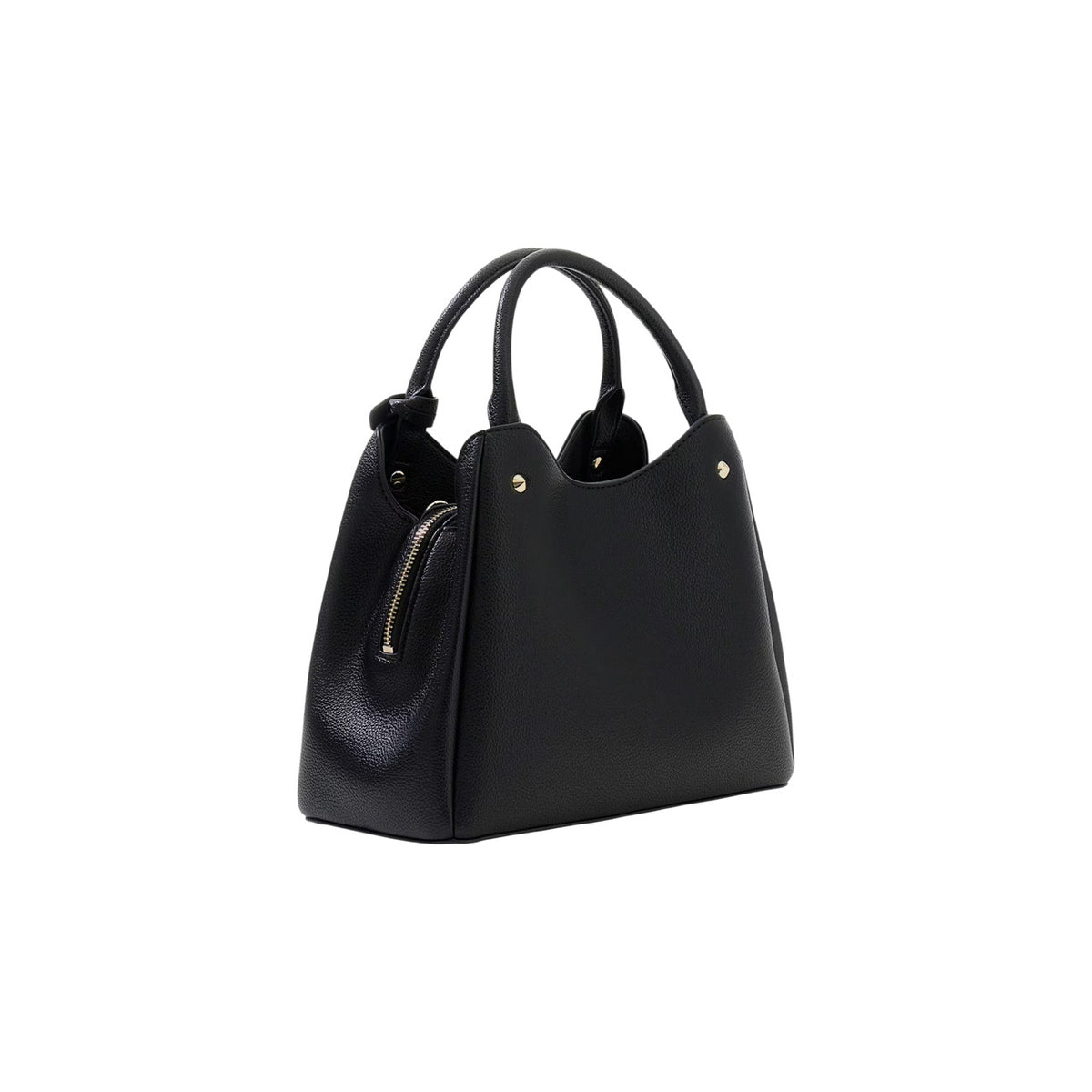 Borsa Media Donna Nera Guess Handbag; Misure 26x21x12 cm. Tessuto 100% poliuretano con doppi manici, tracolla rimovibile e chiusura con zip laterale. Dettagli in metallo dorato, piedini protettivi sul fondo, stile elegante 4 stagioni. Vista posteriore