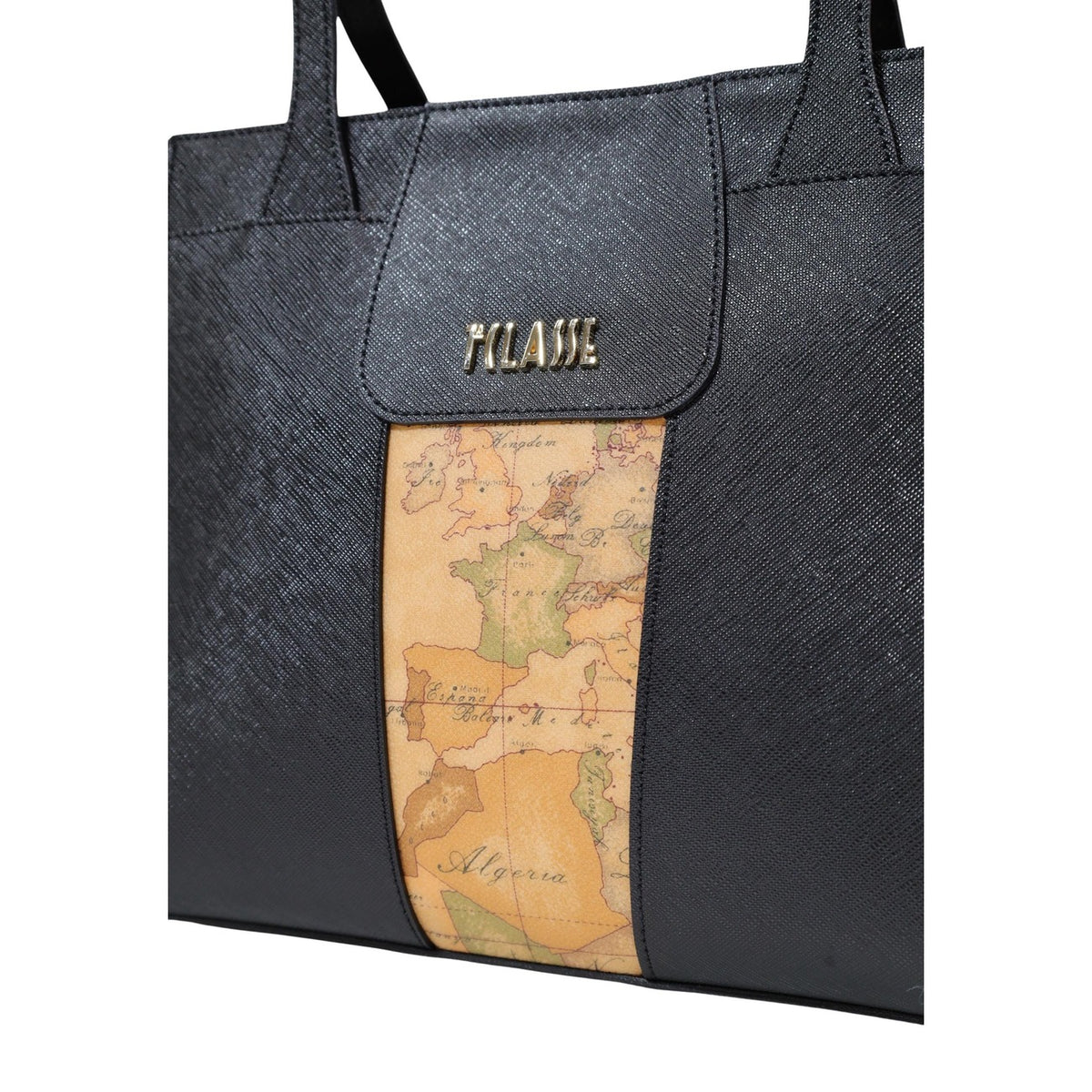 Shopping Bag Alviero Martini LD28 con inserto Geo e doppi manici, interno ampio con scomparti organizzati, realizzata in materiale tecnico resistente e leggero. Vista dettaglio