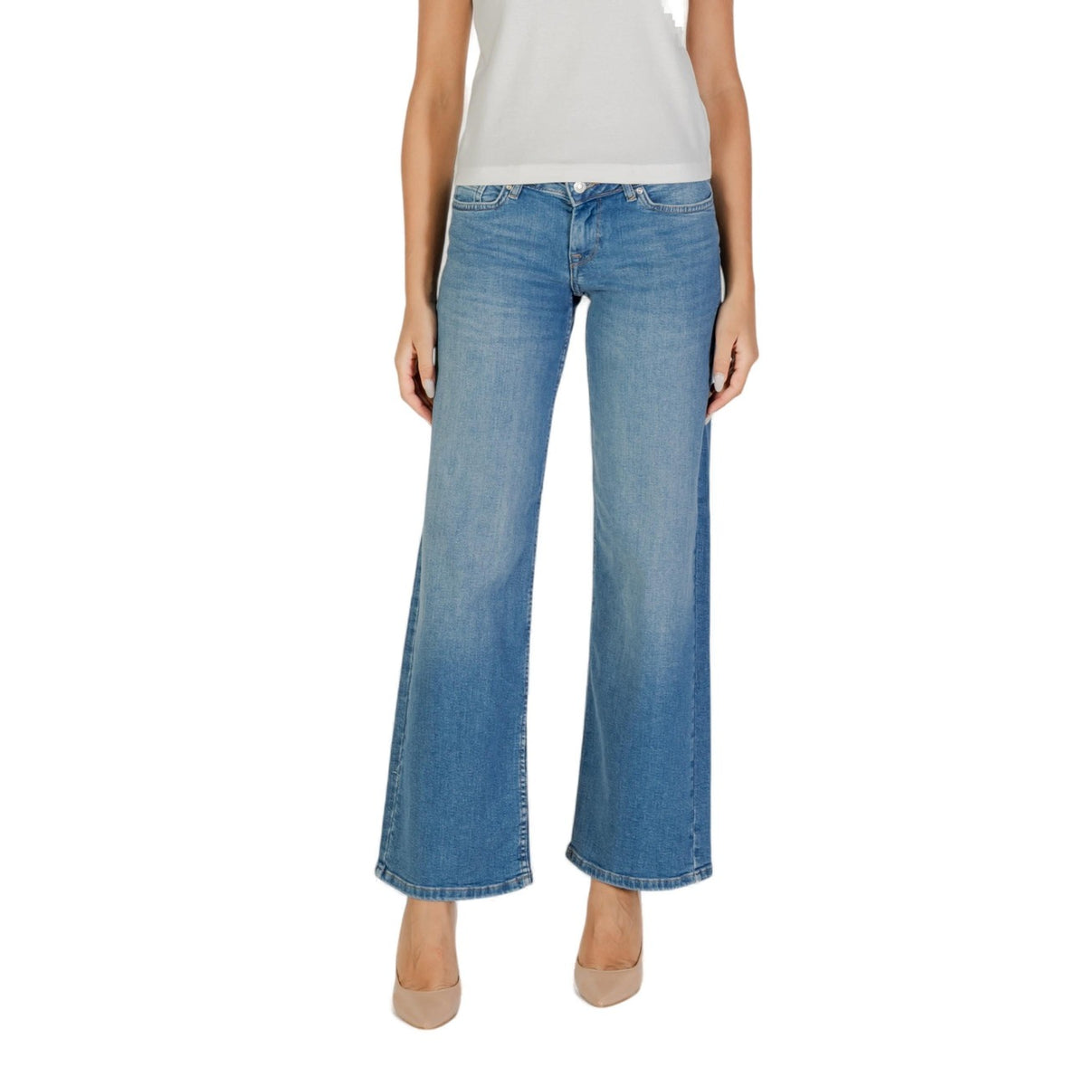 Only Jeans Donna Azzurri con Zip Bottone Tasche Anteriori Posteriori Effetto Consumato in Cotone 99% Elastan 1% Primavera/Estate 15366404