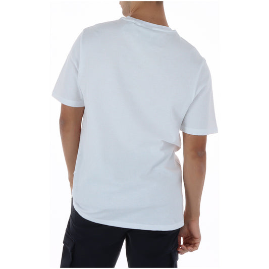 T-shirt Jacquard Relaxed; 100% Cotone. Trama lavorata a rilievo, fit rilassato, traspirante. Maglia uomo girocollo dal design sobrio e raffinato per la PE26. Colore bianco vista posteriore