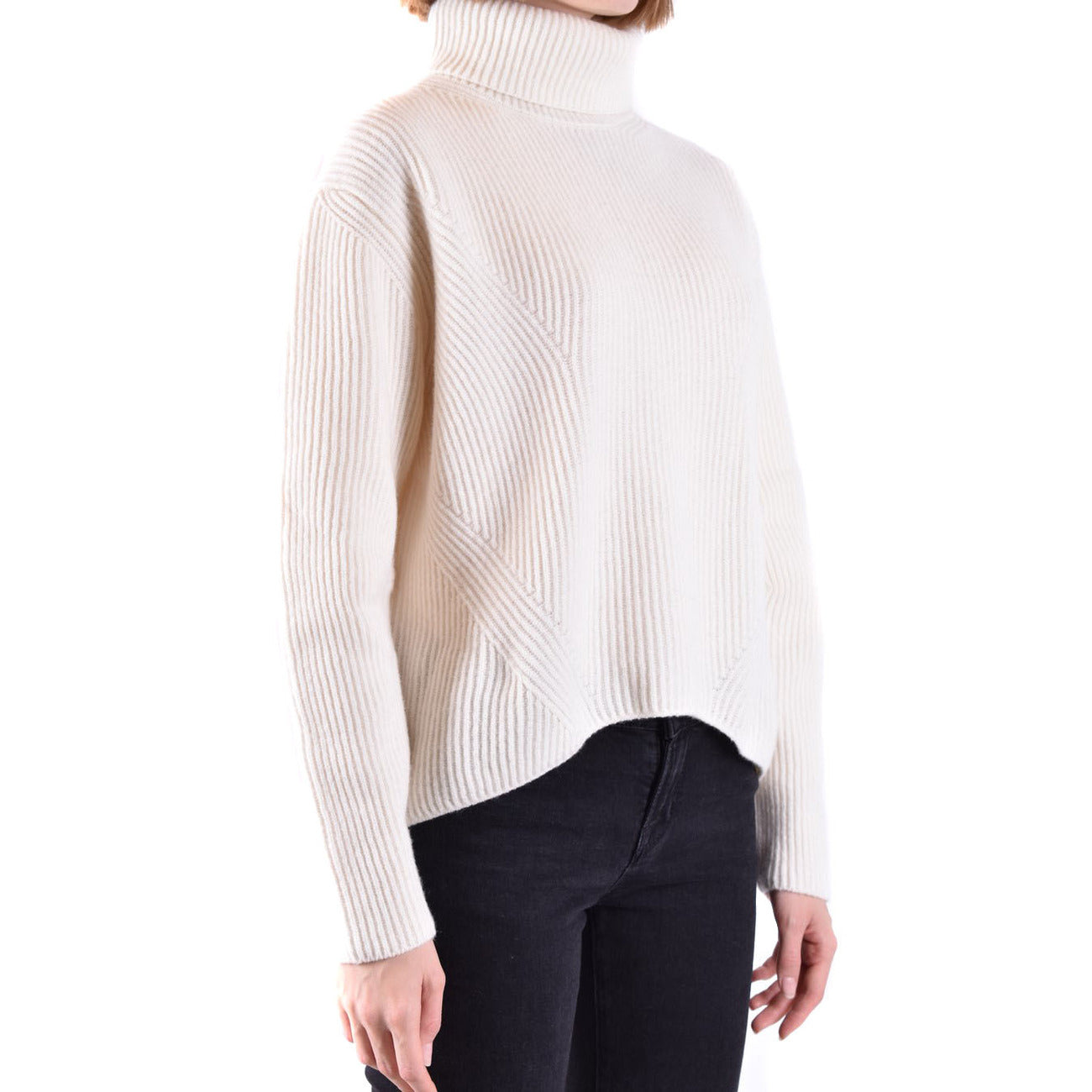 Pinko Maglia Donna Bianca in 90% Lana 10% Cashmere a Manica Lunga con Scollo Alto V_28943