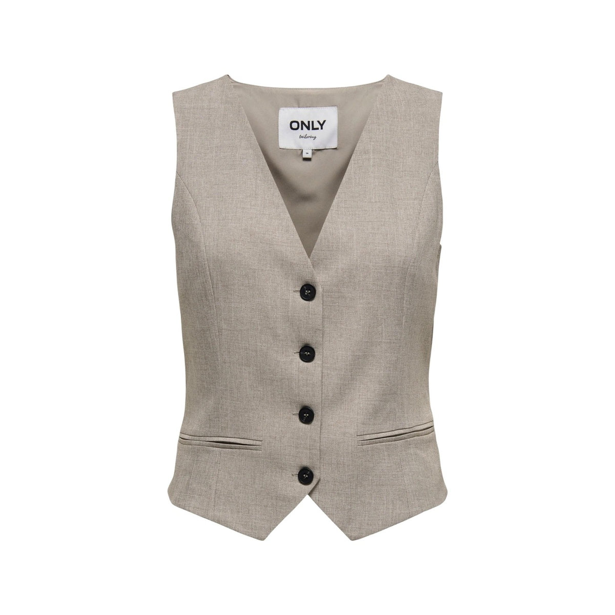 Gilet Only donna beige con bottoni scollo a V - vista frontale dettaglio