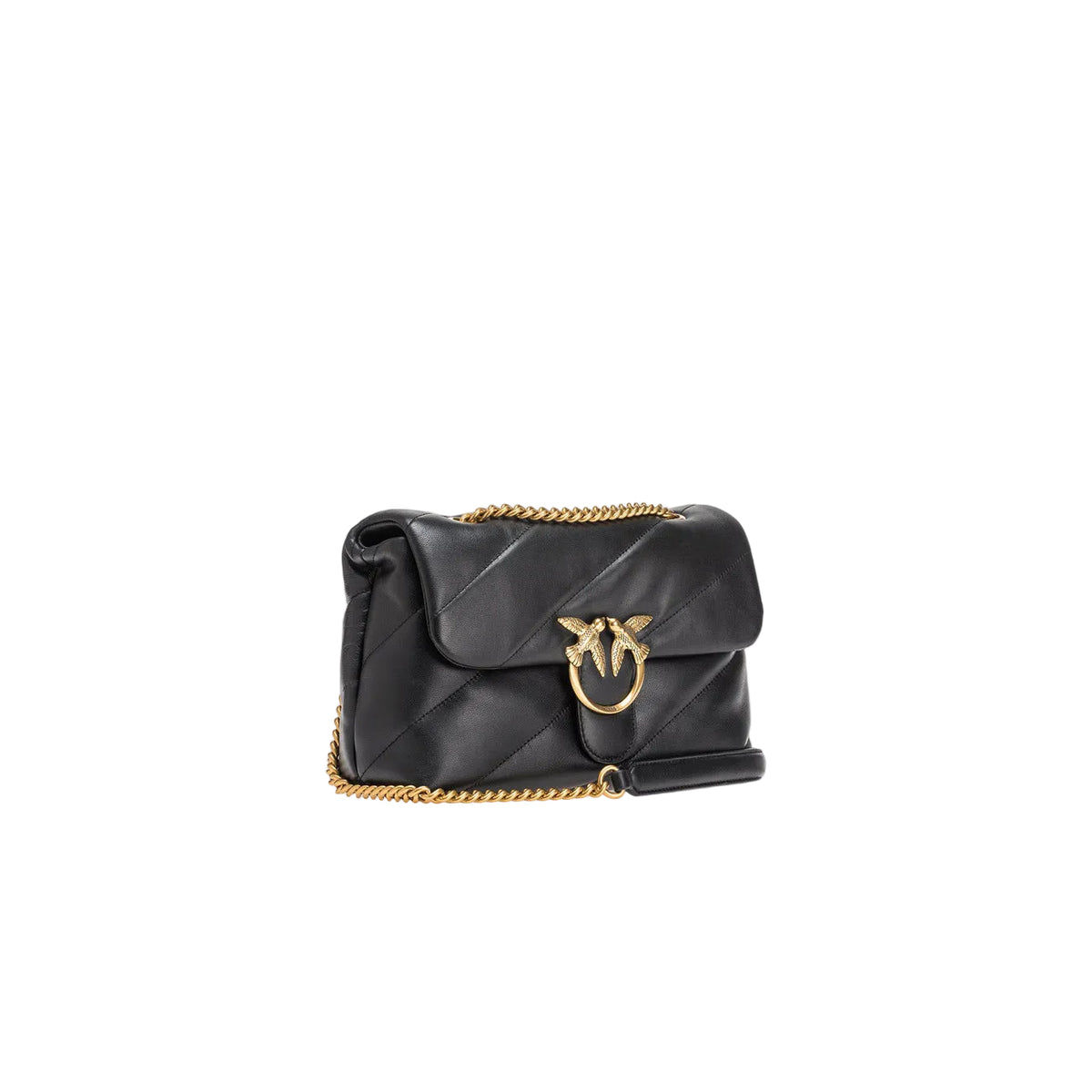 Borsa Pinko donna nera 100% pelle - vista frontale laterale girata
