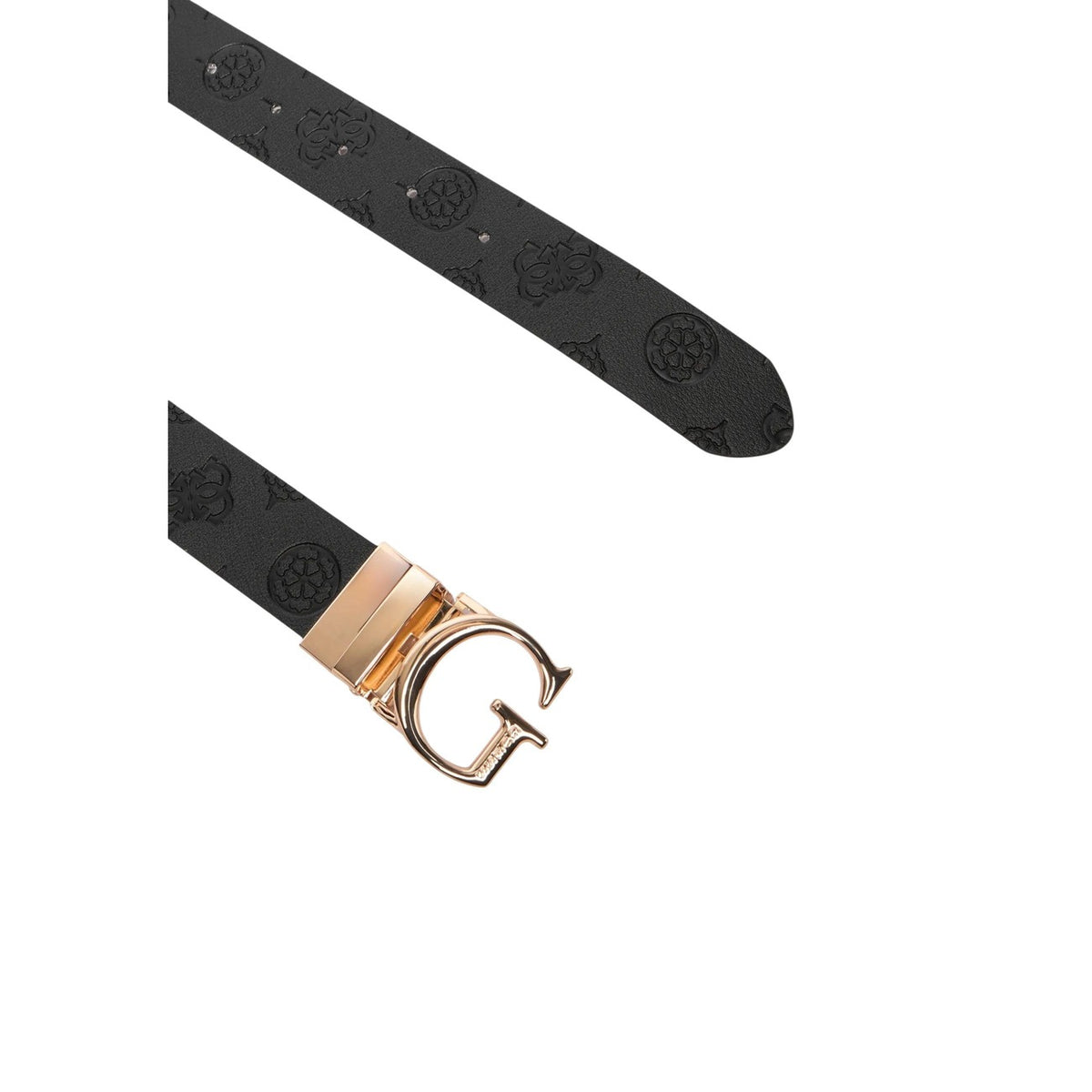 Cintura Guess Tisha Adjustable & Reversible Pant Belt donna nera regolabile reversibile con fibbia logo 100% poliestere - vista frontale
