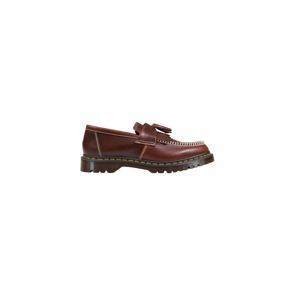 Mocassini Dr. Martens ADRIAN con nappe e cuciture gialle in pelle smooth uomo marroni 100% pelle - vista laterale