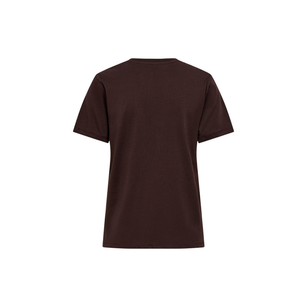 T-shirt Only donna marrone con scritta modello 15373449. Maglietta a maniche corte in cotone tinta unita marrone cioccolato con ricamo ironico non ho voglia lato cuore stile casual ed essenziale.
