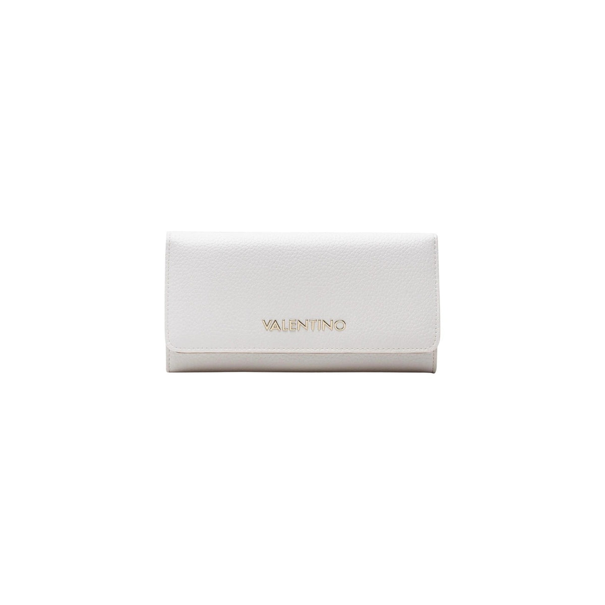 Portafoglio bianco Valentino Bags Alexia VPS5A8113, grande formato a patta con logo frontale; interno organizzato per carte e banconote, stile elegante e versatile. Vista frontale