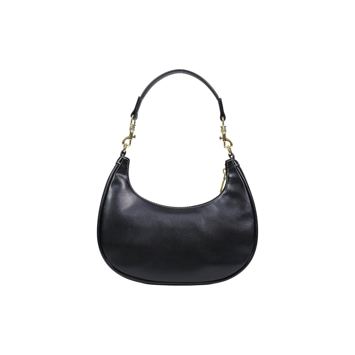 Borsa Love Moschino donna nera spalla modello JC4068PP1. Borsetta hobo piccola nera con manico singolo robusto, logo metallico dorato lucido in rilievo sul davanti e chiusura con cerniera, stile casual chic ed elegante da giorno o sera.