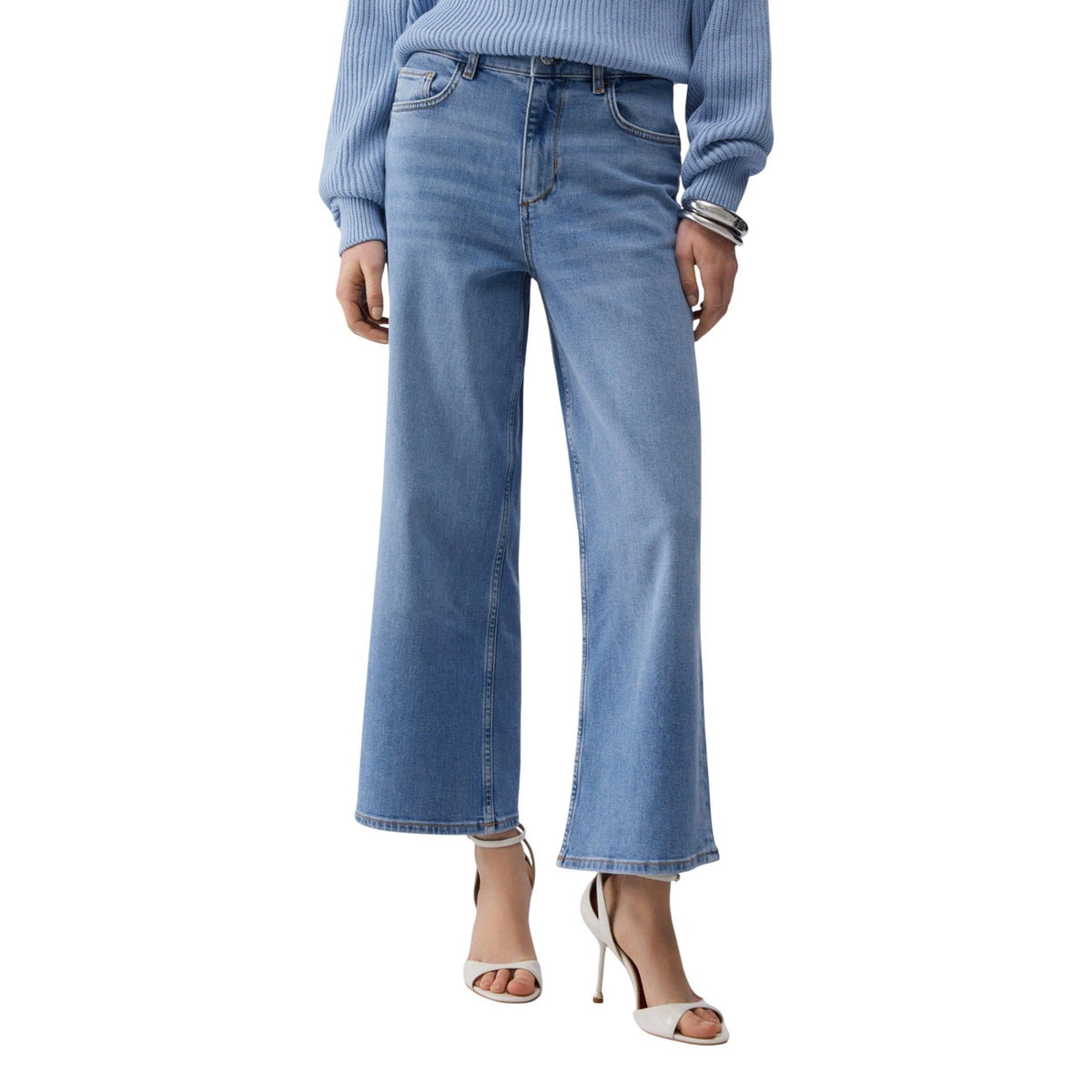 Jeans Liu Jo donna blu cropped vita alta - vista frontale