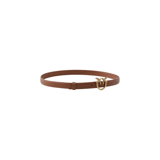 Cintura Pinko donna beige Love Berry Vitello Seta. Cintura in 100% pelle vera con fibbia metallica dorata con uccellini Love Birds, altezza 3.5 cm, accessorio elegante autunno inverno.