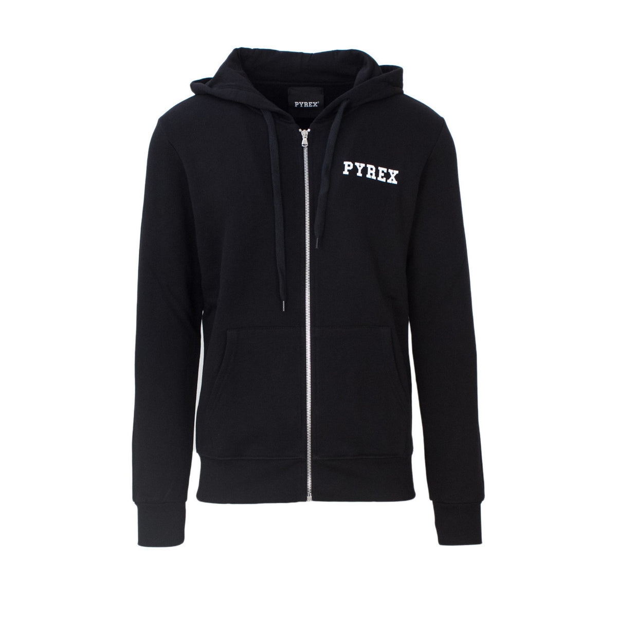 Pyrex Felpa Uomo Nera con Zip Cappuccio Stampa Maniche Lunghe in Cotone 100% Autunno/Inverno 34206