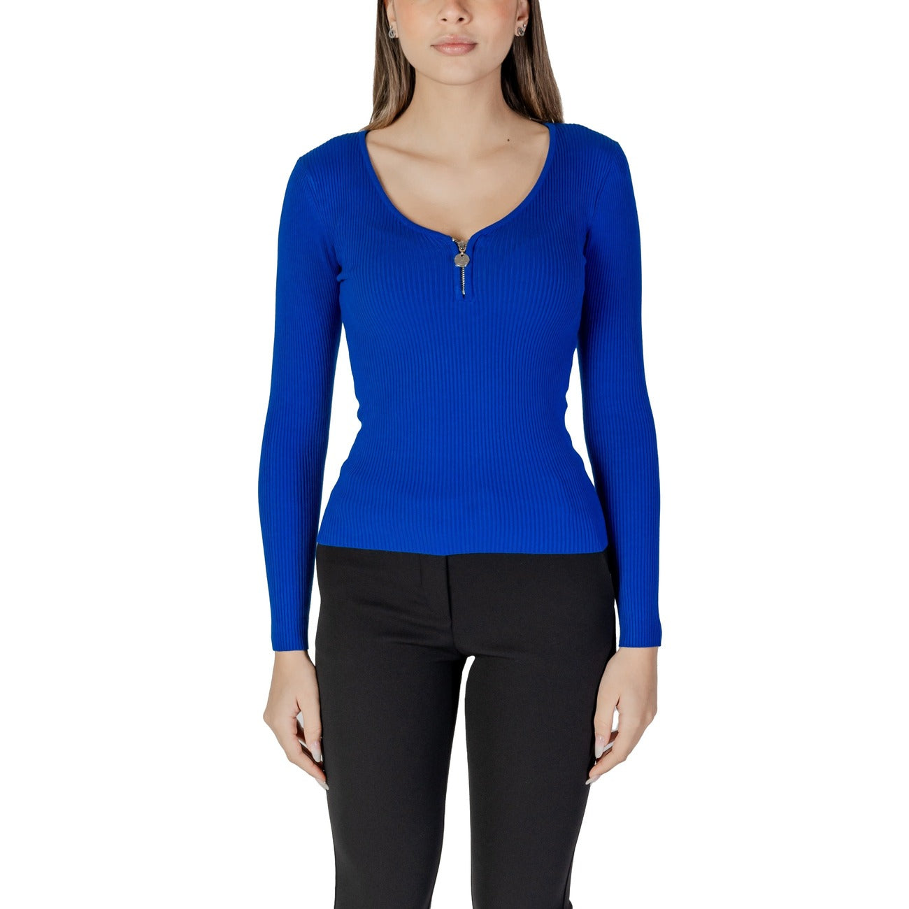 Morgan De Toi Maglia Donna Rossa in 78% Viscosa 22% Poliammide con Cerniera a Manica Lunga Scollo a V Profondo 232-MBANZA