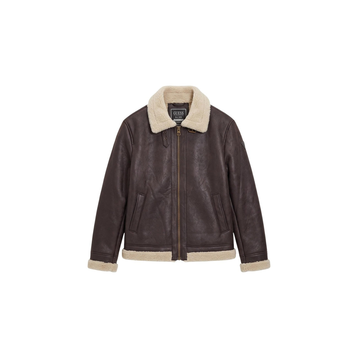Giacca shearling uomo Guess – Giubbotto montone sintetico con zip M6BL40W4152.