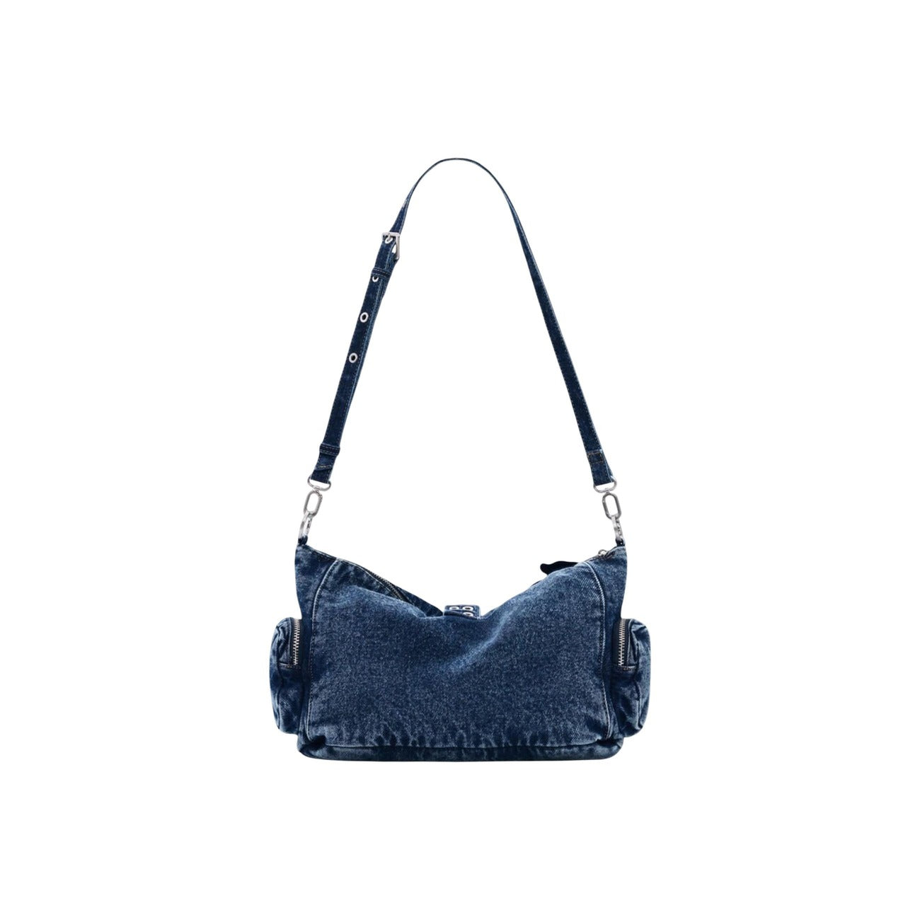 borsa a mano Desigual Medium Floral in denim blu Vista posteriore retro