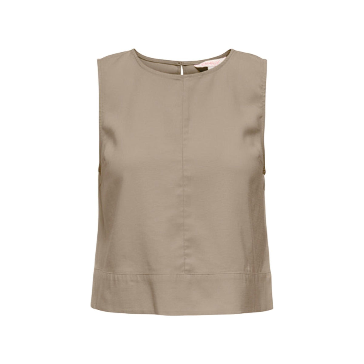 Top Only Onldorsi Aris; viscosa e poliestere riciclato, loose fit, smanicato. Cucitura centrale decorativa, tessuto traspirante, design contemporaneo. Colore beige