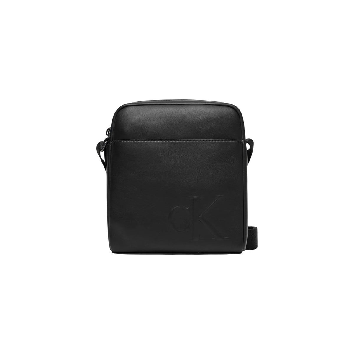 Borsello Calvin Klein uomo nero a tracolla con cerniera zip 100% poliuretano - vista frontale