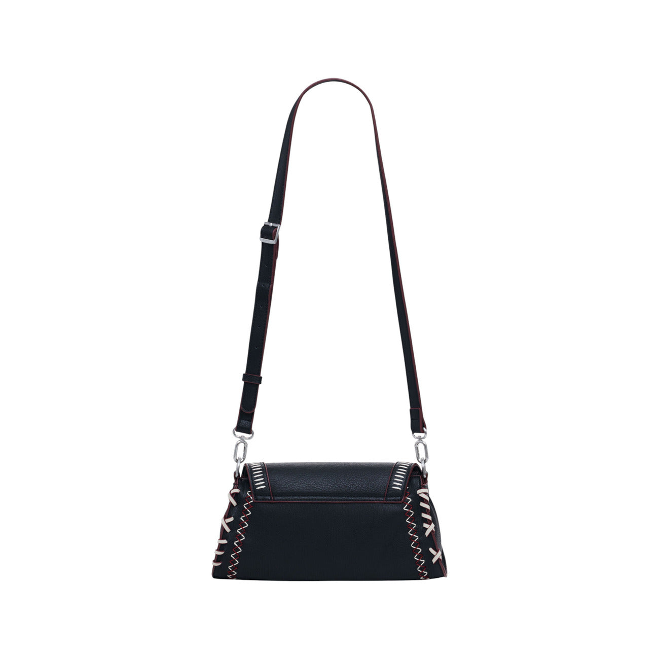 Desigual Borsa Donna Nera a Mano e Tracolla - Borsa con Bottone e Tasca Interna 28x12x10.5cm