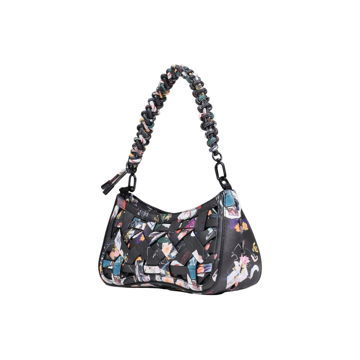 borsa piccola da donna Desigual BAG_OSMIO ALSACIA 2.0 Realizzata al 100% in cotone. texture intrecciata e dettagli vivaci. manico intrecciato Vista frontale Laterale