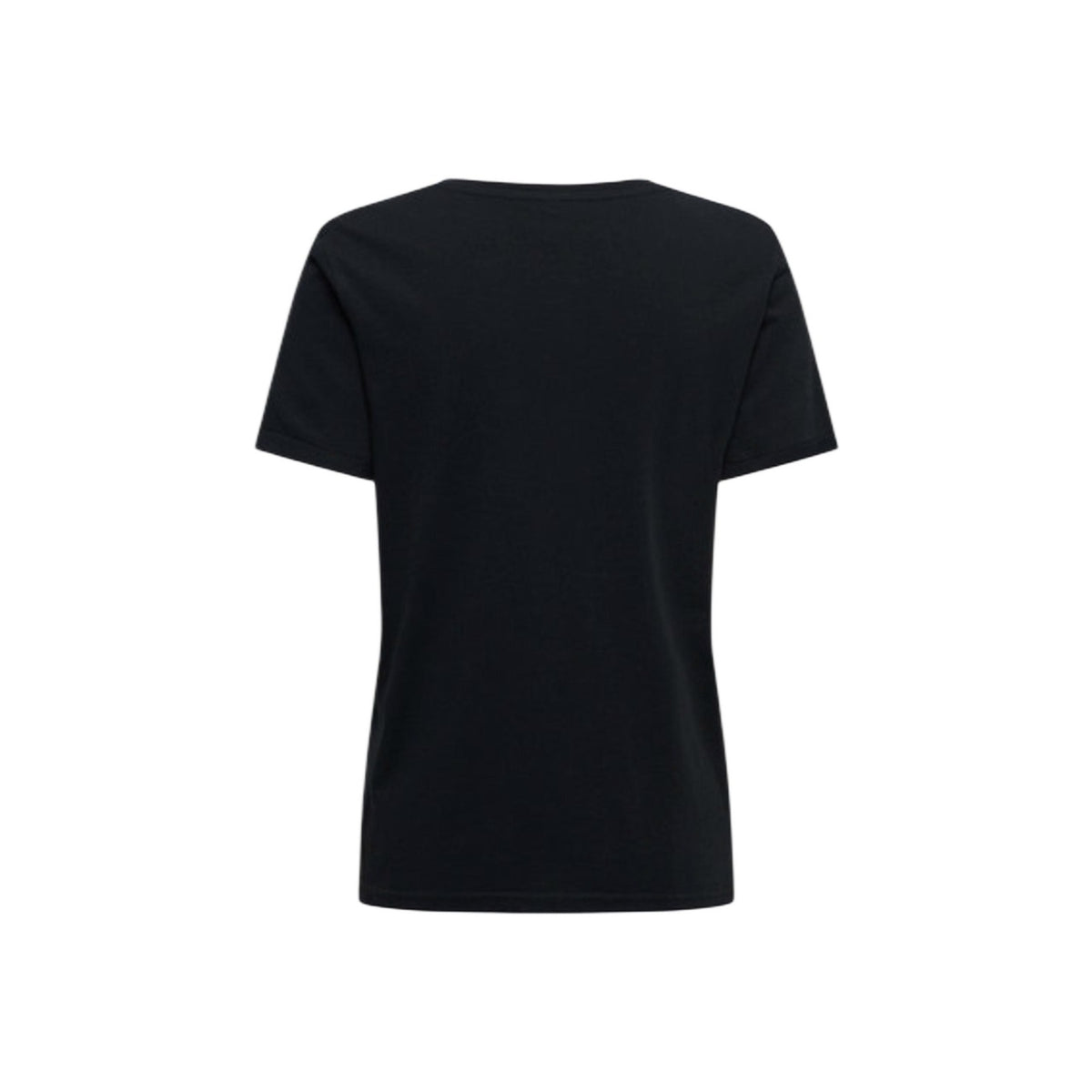 T-shirt nera Only Onlvica con cuore in velluto e dettaglio scritta, maniche corte e taglio regolare in puro cotone. Vista posteriore