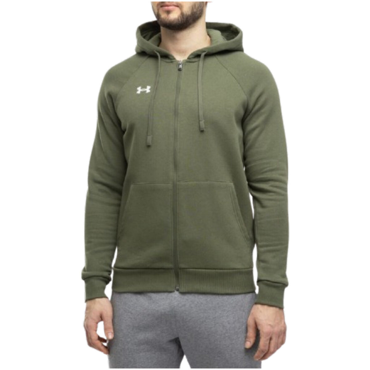 Under Armour Felpa Zip Uomo Grigia Cerniera Maniche Lunghe Cappuccio Tasche Anteriori Cotone 80% Poliestere 20% 1379767