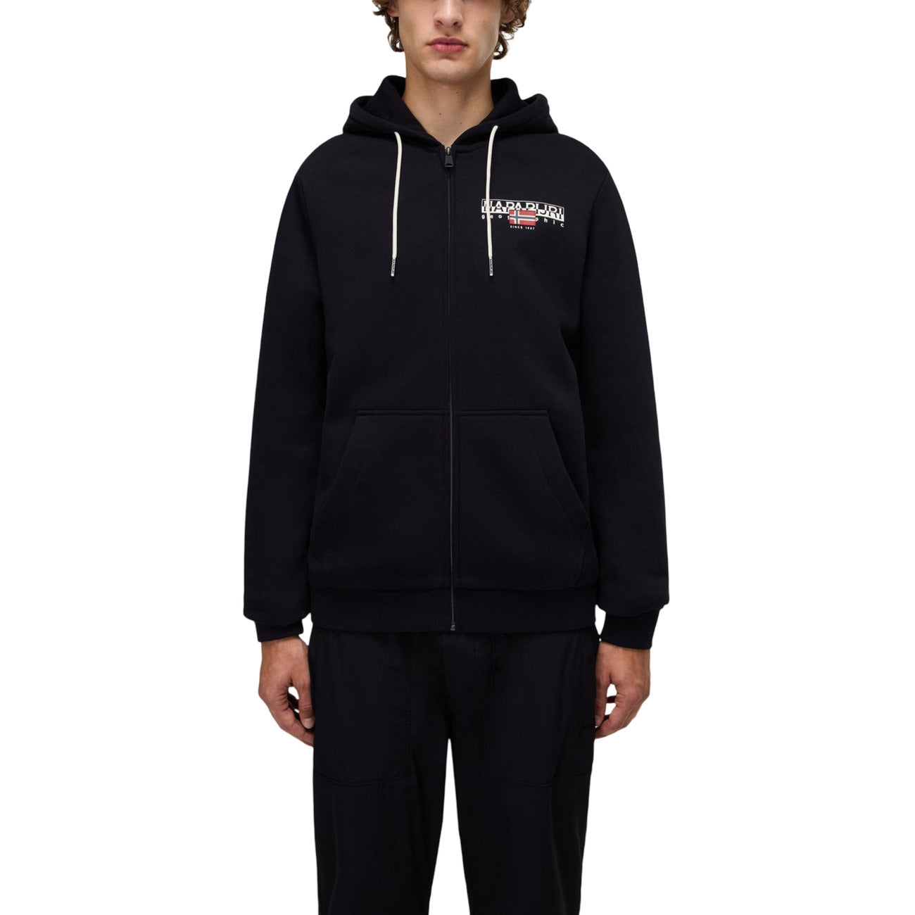 Napapijri Felpa Uomo Blu con Zip Cappuccio Maniche Lunghe - Felpa Cotone Poliestere Tasche