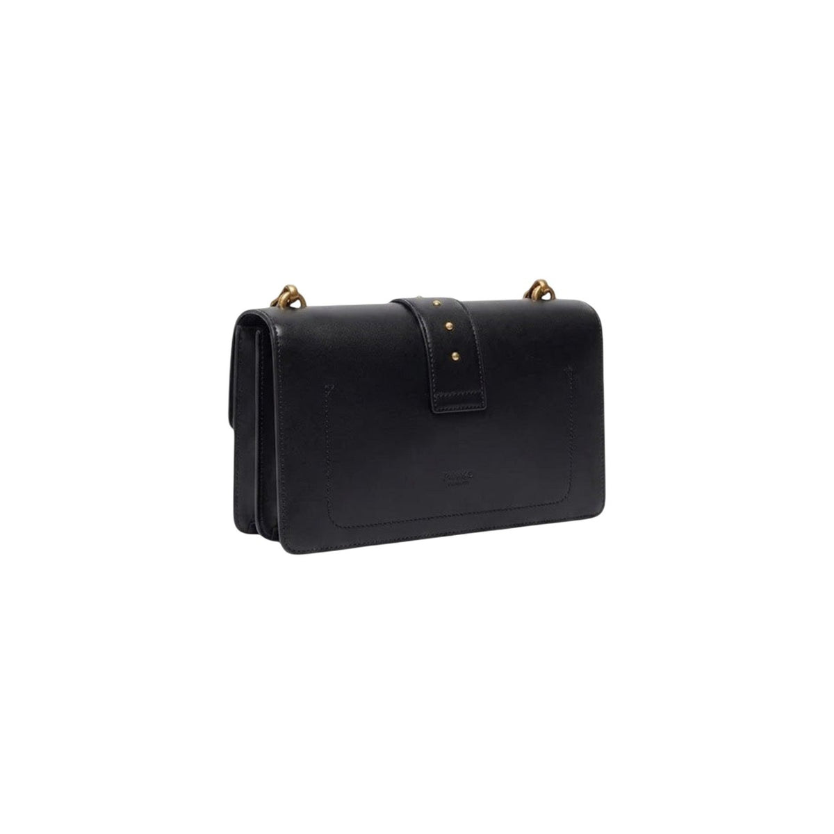 Borsa Pinko Love Bag nera in pelle 107071 A0F1. Borsetta da sera piccola (22x13x7 cm) in pelle seta nera con fibbia gioiello ucelli Love Birds con strass, tracolla a catena rimovibile e scomparti interni con zip.