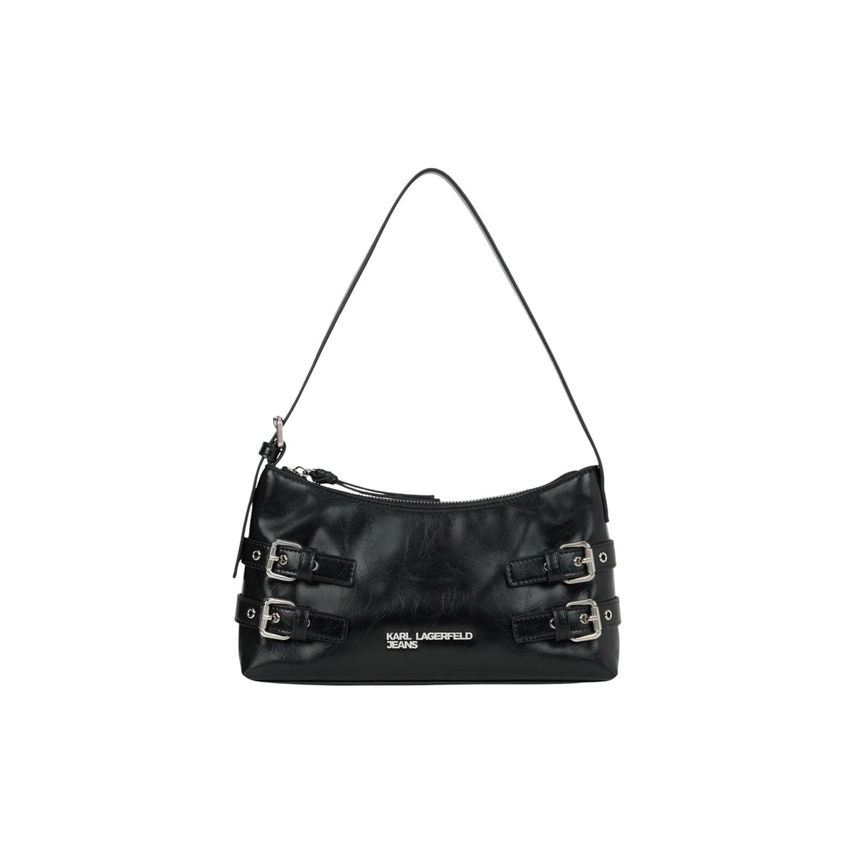 Borsa a tracolla donna Karl Lagerfeld Jeans nera con logo metallico e catena regolabile