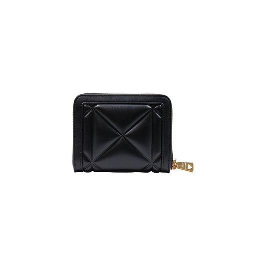 Portafoglio Love Moschino donna nero piccolo modello JC5641PP. Portatessere e portamonete compatto trapuntato nero con zip perimetrale oro stile elegante, classico e da borsa.