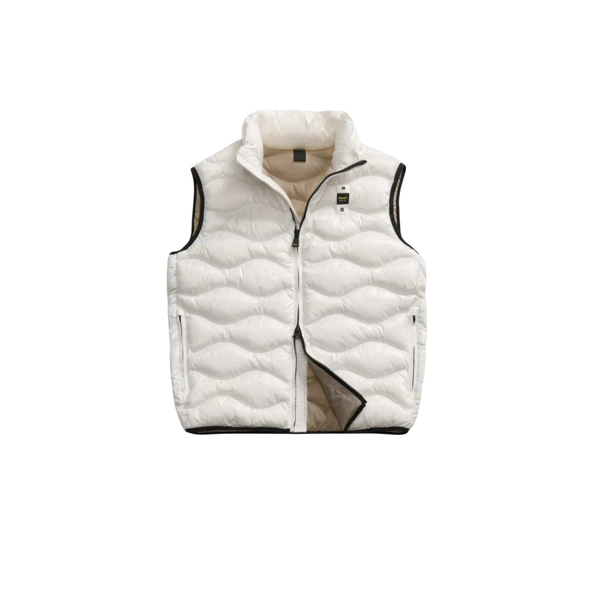 Gilet Blauer DANNY uomo bianco smanicato con cerniera tasche scollo alto 100% poliammide - vista frontale steso