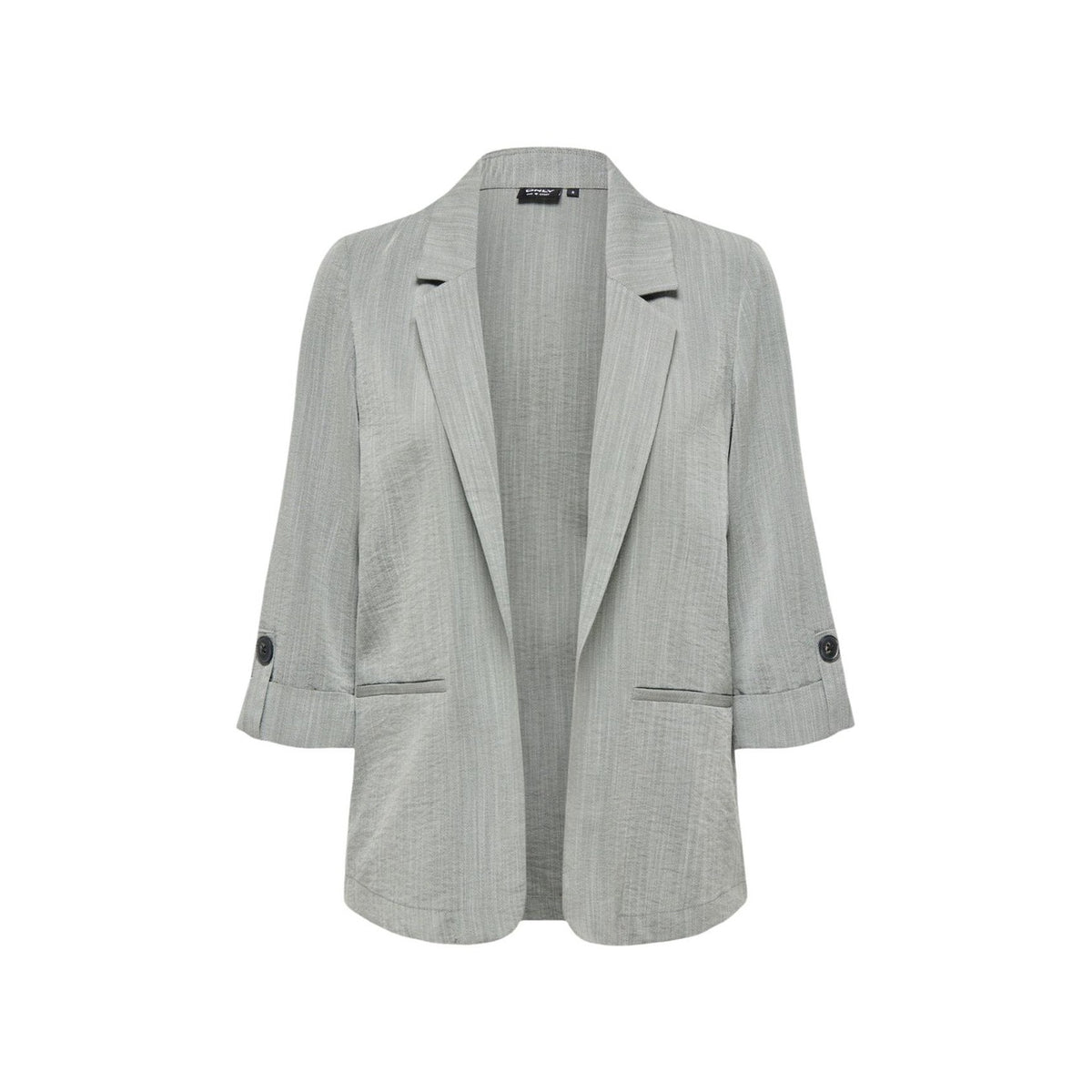 Blazer Only Onlmarsa; Grigio. 53% Viscosa, 35% Poliestere, 12% Nylon. Maniche 3/4, vestibilità regular, tessuto leggero. Perfetto per outfit casual-business 4 stagioni. Frontale stesa