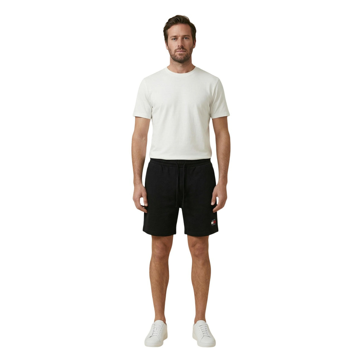 Bermuda shorts uomo Tommy Hilfiger Jeans nero in cotone primavera estate - vista frontale