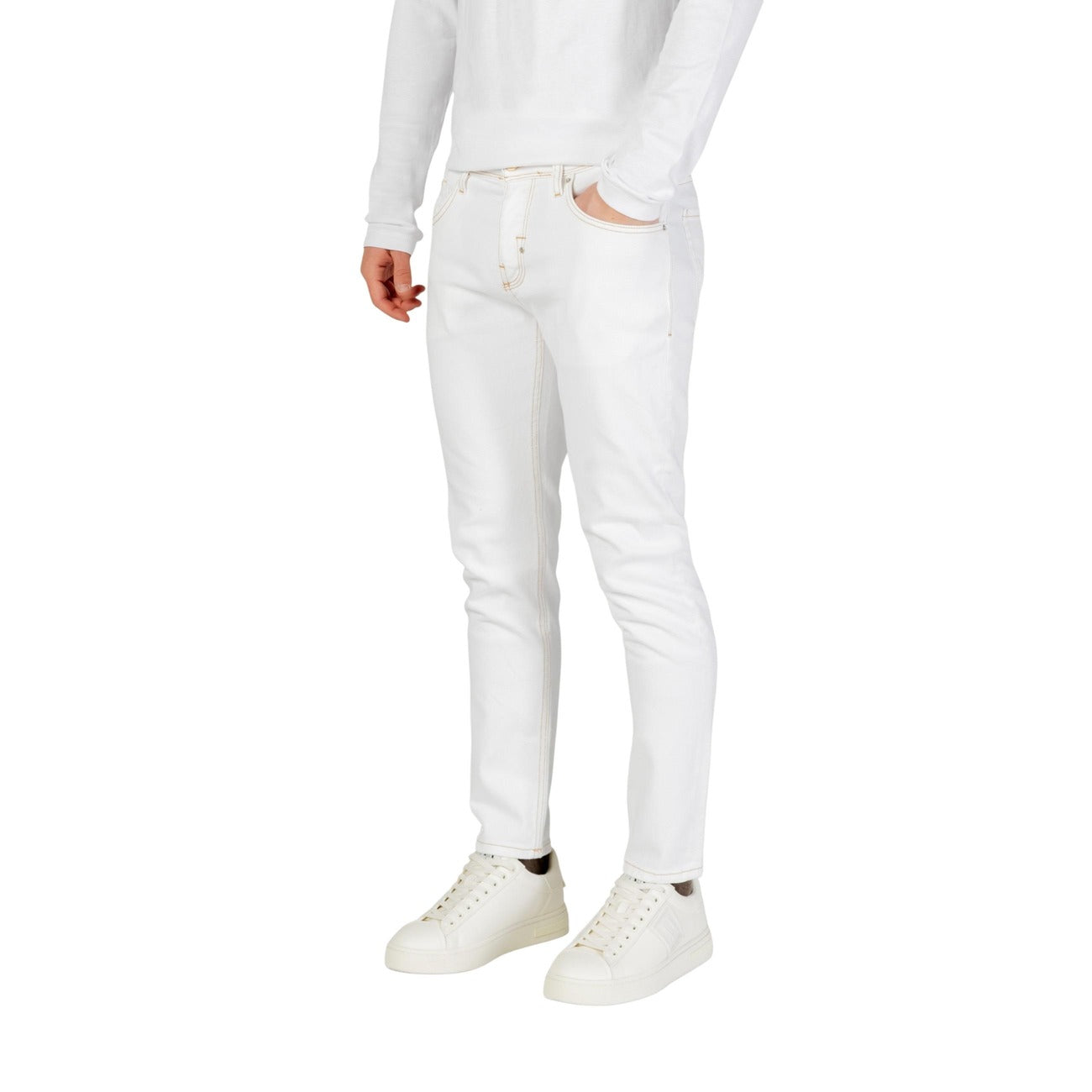 Antony Morato Jeans Uomo Bianchi con Zip e Bottone Tasche Anteriori e Posteriori in Cotone 98% Elastan 2% Primavera/Estate MMDT00264-FA750641 W02231