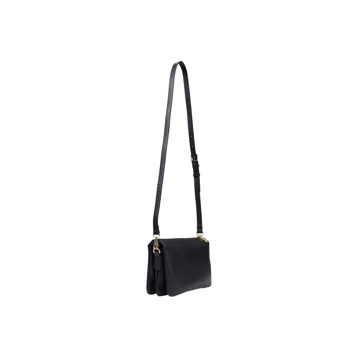 Borsa Valentino Bags Super nera VBSA9742. Borsetta da donna (17x8x8 cm) a spalla e crossbody in pelle sintetica liscia con doppia tracolla, scomparti multipli, dettagli dorati e chiusura con zip.