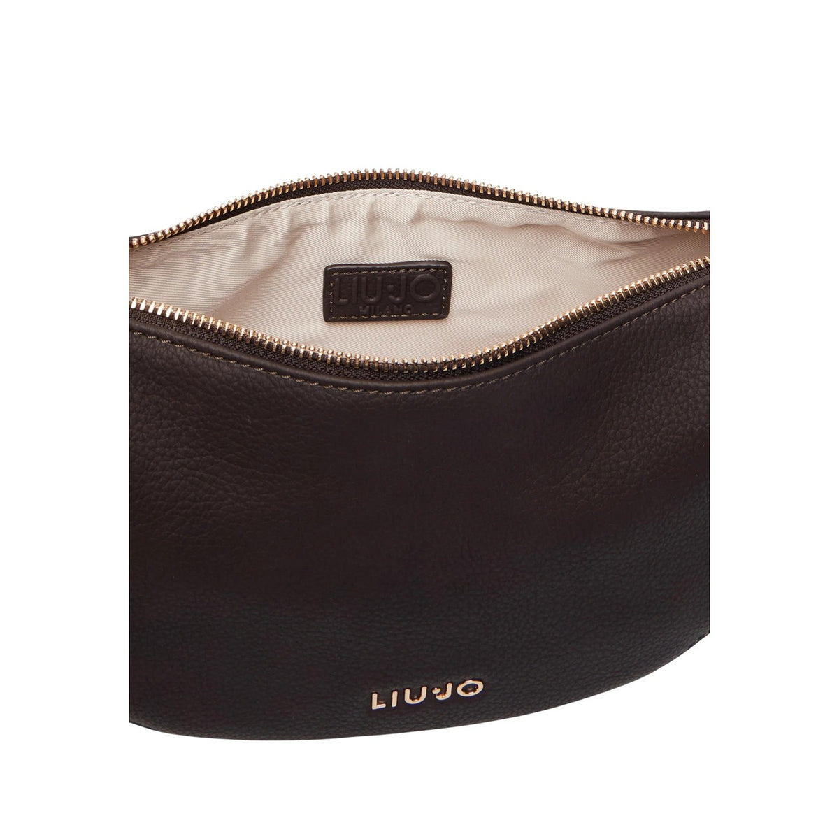 Borsa Liu Jo mezza luna donna. Borsetta a spalla e crossbody sostenibile Liu Jo Better con profili zip sul fondo, tracolla logata regolabile e removibile, hardware e logo dorato, collezione autunno inverno.