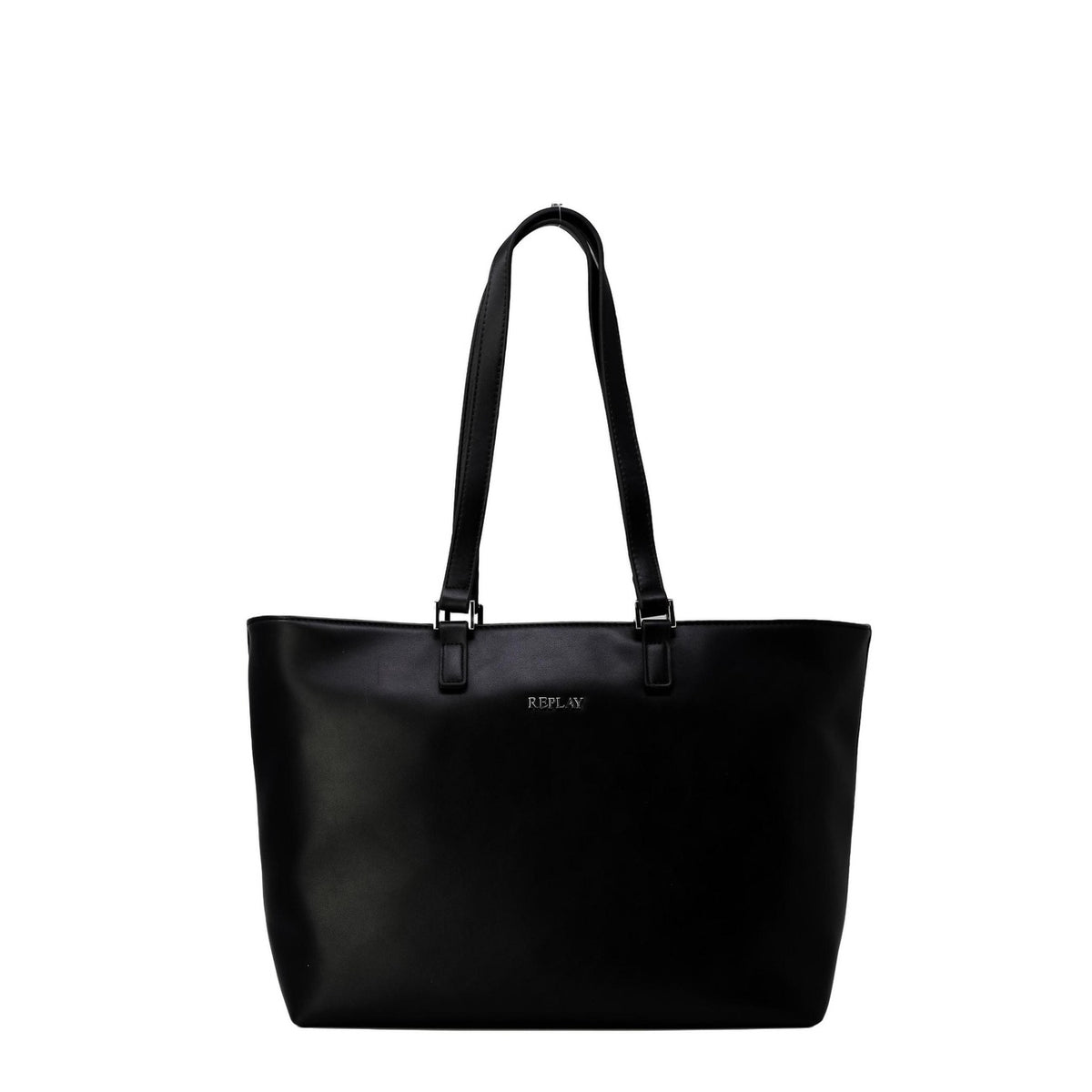 Borsa Replay donna nera a spalla con manici lunghi 100% poliuretano - vista frontale