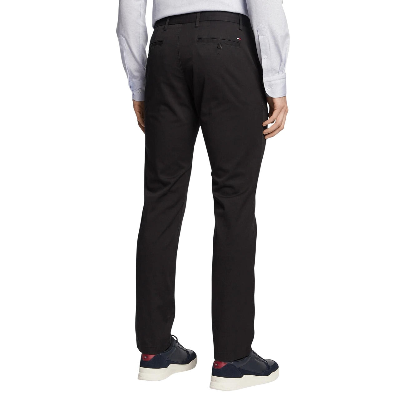 Tommy Hilfiger Pantaloni Uomo Nero Zip Bottone Tasche Anteriori Posteriori Cotone Organico Elastan Autunno Inverno MW0MW25964