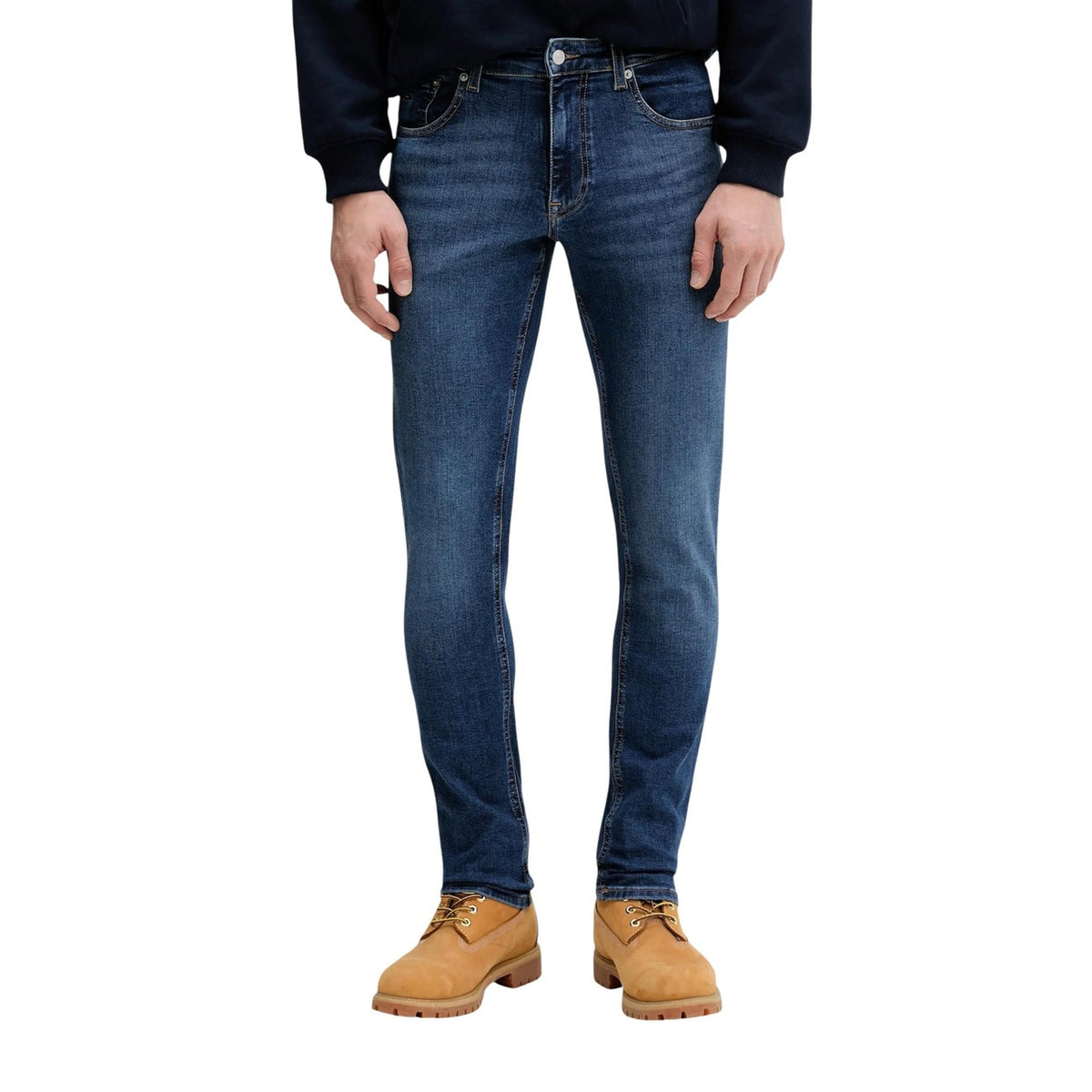 Tommy Hilfiger Jeans DM0DM22586, modello skinny in cotone sostenibile e Lycra; denim super-stretch, taglio contemporaneo e finitura confortevole ad alta libertà di movimento. Vista frontale