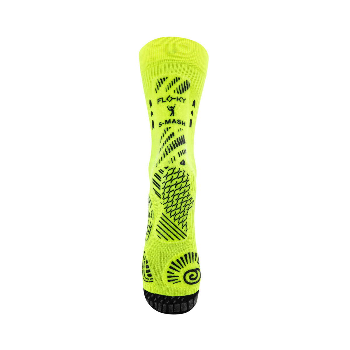 calze biomeccaniche Floky S-Mash, ideali per tennis e padel, progettate per proteggere il tendine d'Achille e offrire stabilità. Colore giallo fluo vista posteriore