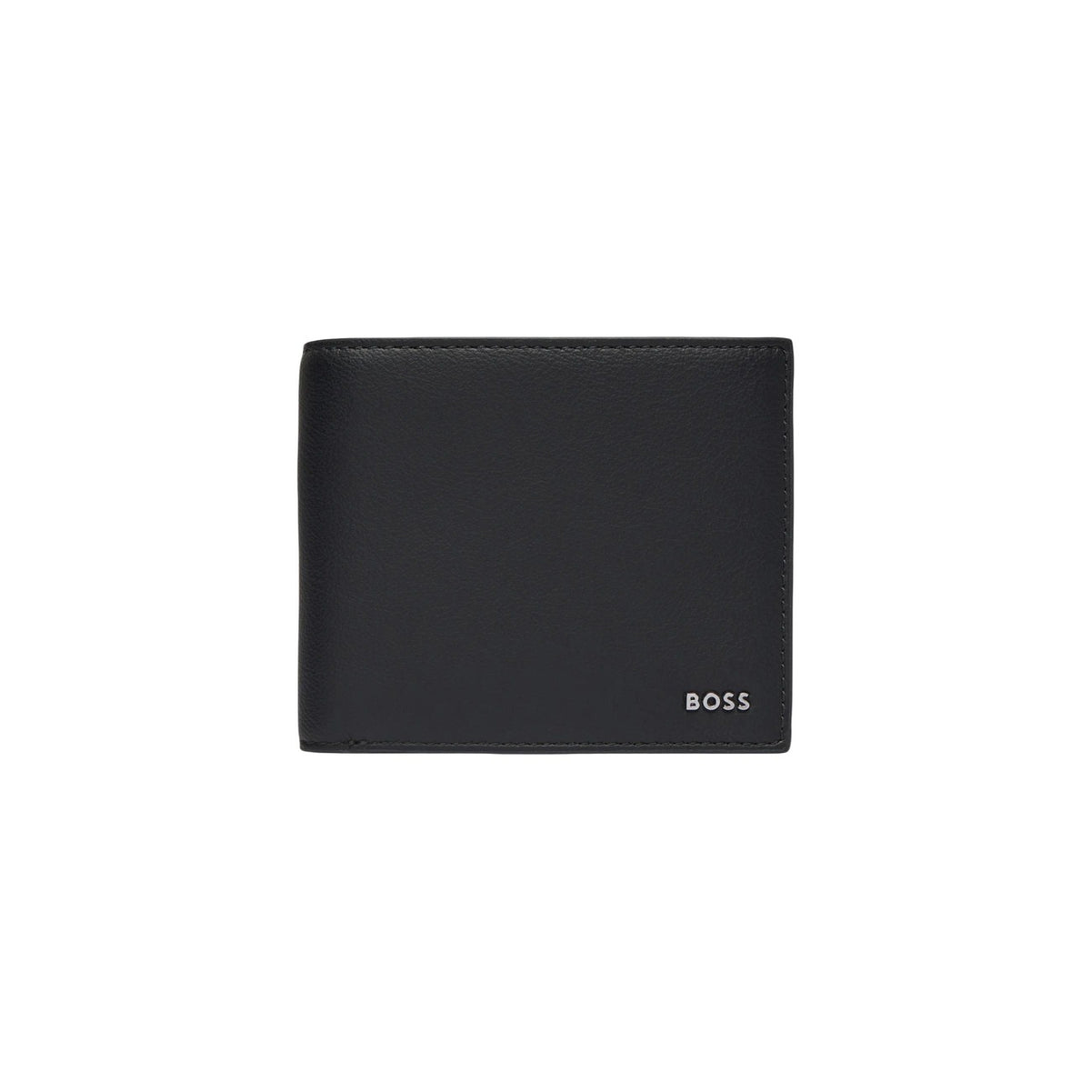 Portafoglio BOSS uomo nero con portamonete modello Jace 4cc Coin. Portacarte compatto effetto pelle martellata nera con scomparto banconote e tasca interna per monete a bottone, stile minimal ed elegante.