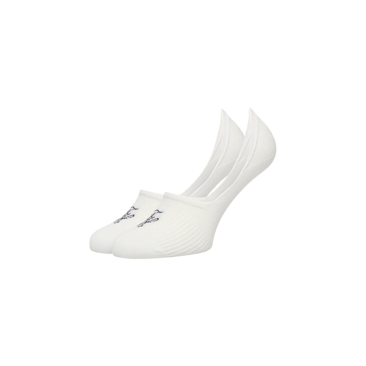 Pack 2 Paia Fantasmini Tommy Hilfiger; Bianco. 61% Cotone, 36% Poliammide, 3% Elastam. Taglio Medium Cut, logo monogramma ricamato, traspirabilità e aderenza superiore. Frontale