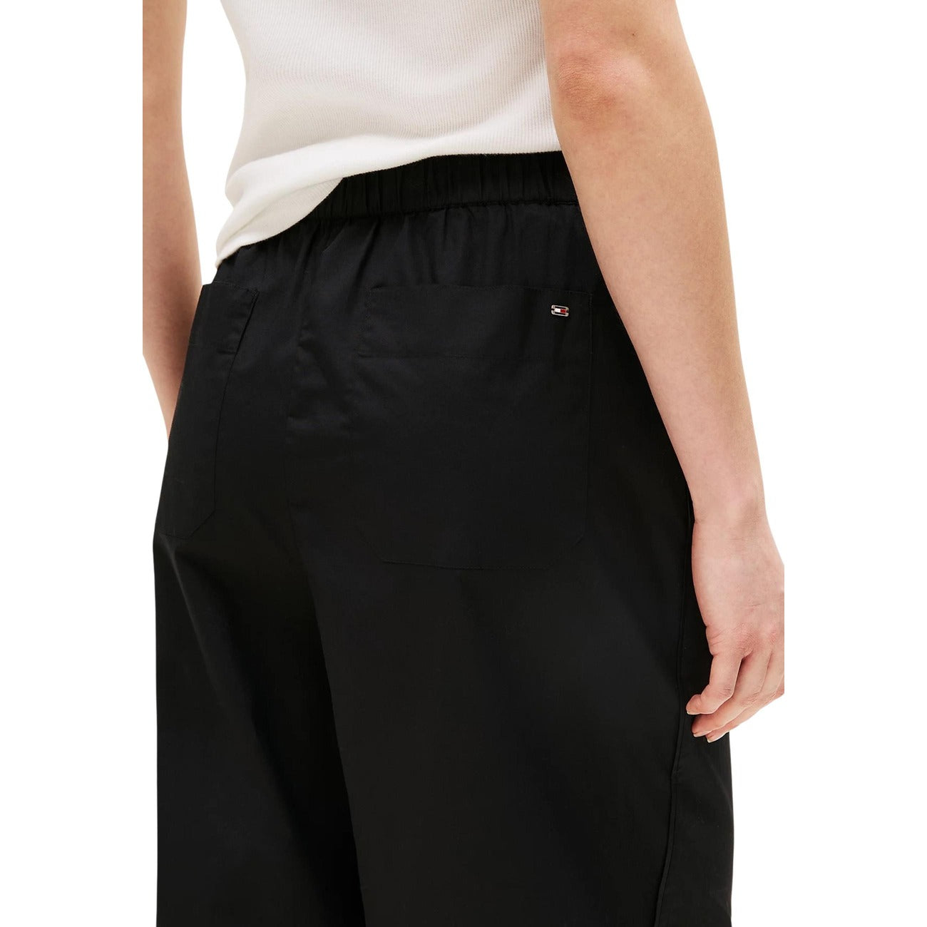 Tommy Hilfiger Pantaloni Donna Nero Tasche Anteriori Cotone Organico 100% Autunno Inverno WW0WW45891