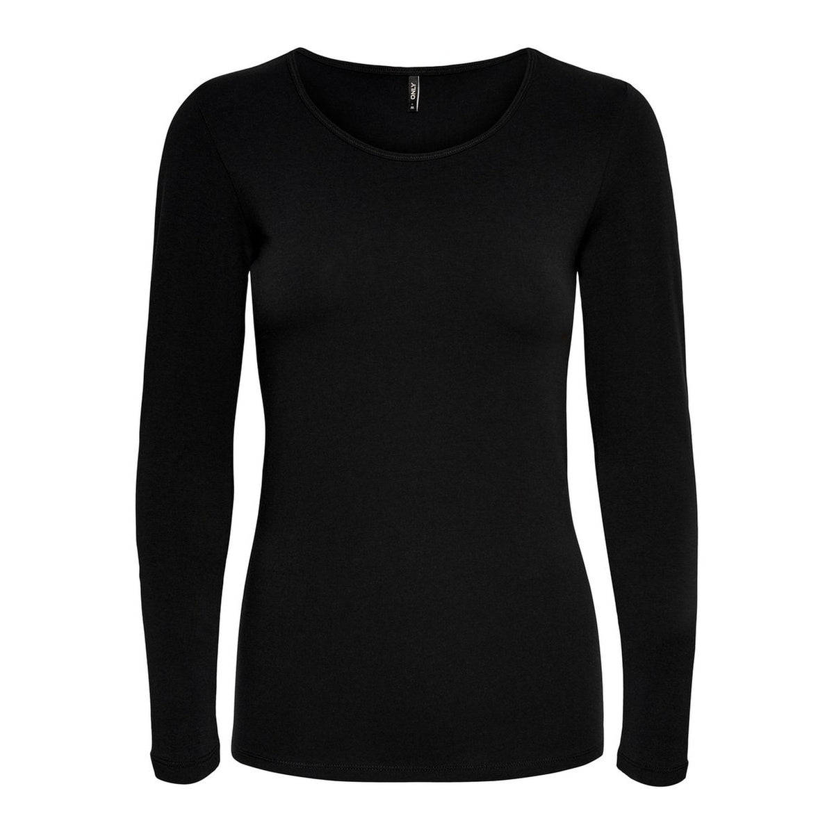 T-shirt manica lunga donna Only 15204712. Maglia paricollo stretch fit in cotone bianco e nero primavera estate.
