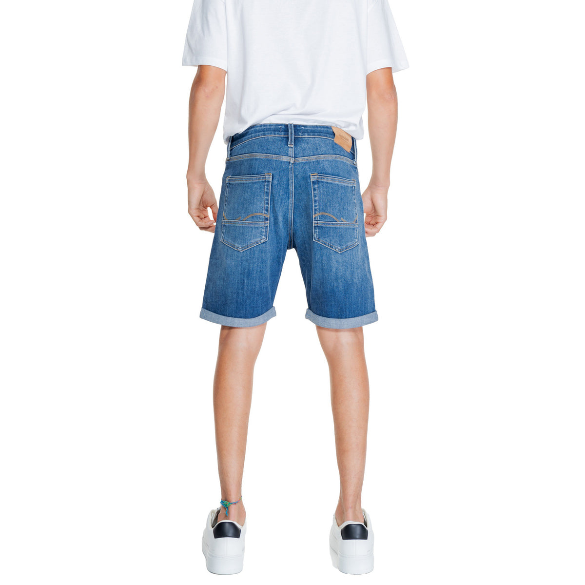 Jack & Jones 12249092, bermuda blu in cotone e poliestere; chiusura frontale classica, stile versatile e tessuto morbido traspirante per il tempo libero. Vista posteriore